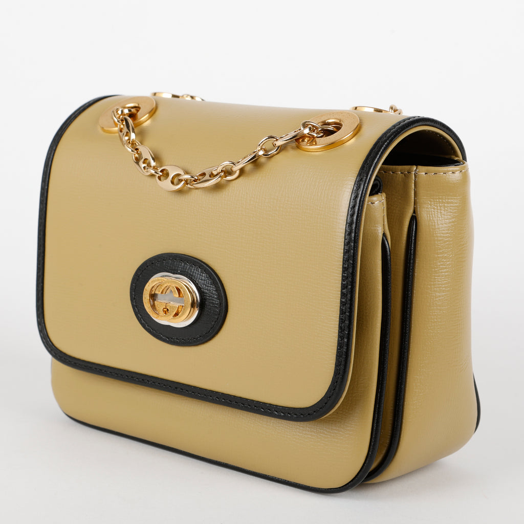 Small Marina Chain Shoulder Bag, Tan Calfskin