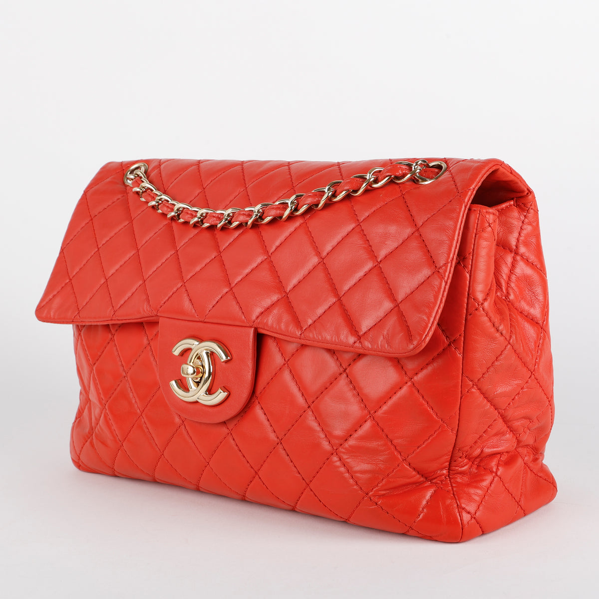 Jumbo Single Flap, Coral Lambskin