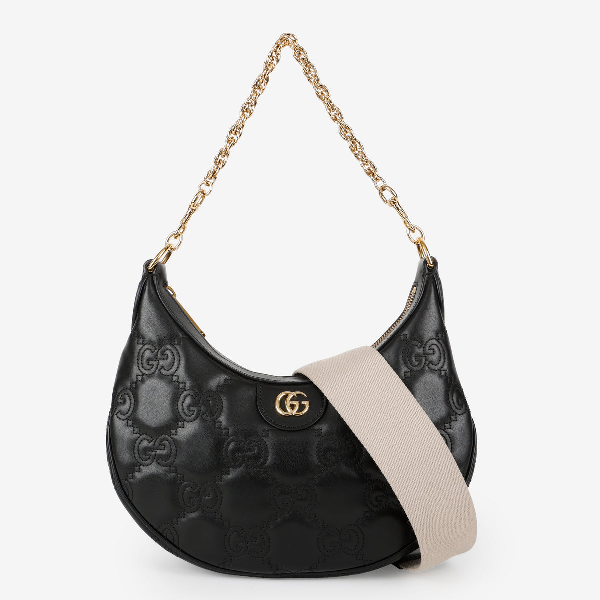 Small Matelasse Hobo Shoulder Bag, Black