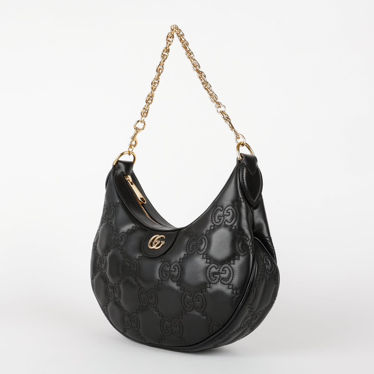 Small Matelasse Hobo Shoulder Bag, Black