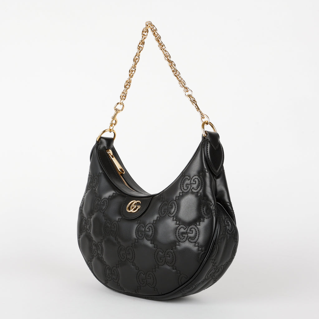 Small Matelasse Hobo Shoulder Bag, Black