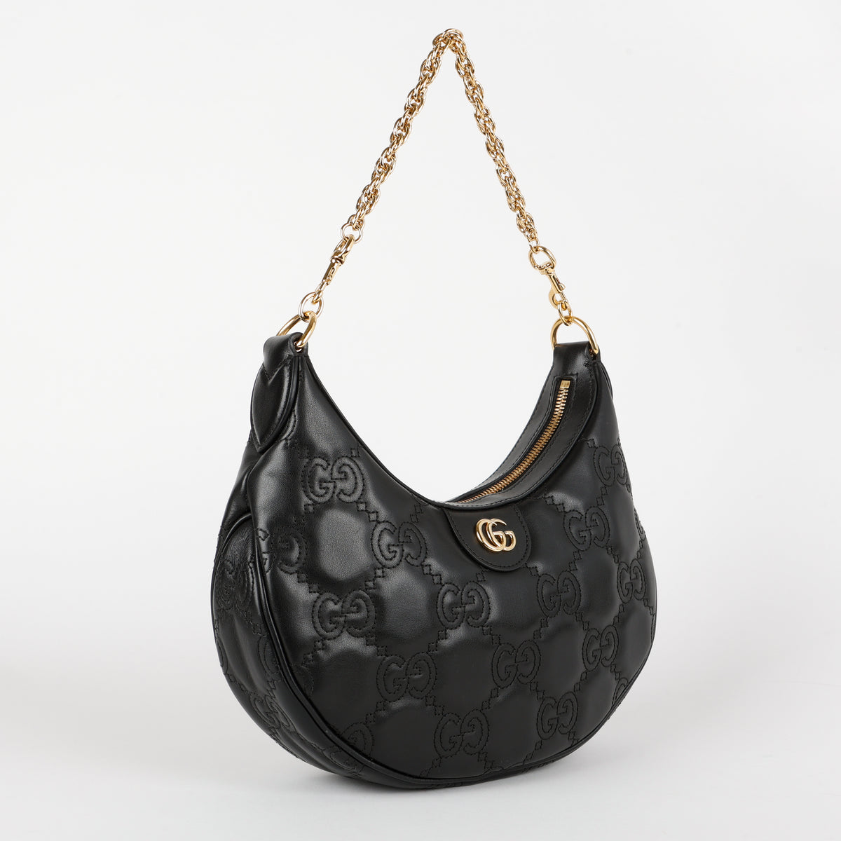 Small Matelasse Hobo Shoulder Bag, Black