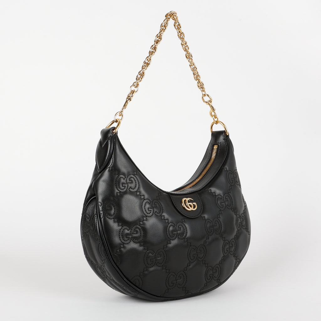 Small Matelasse Hobo Shoulder Bag, Black