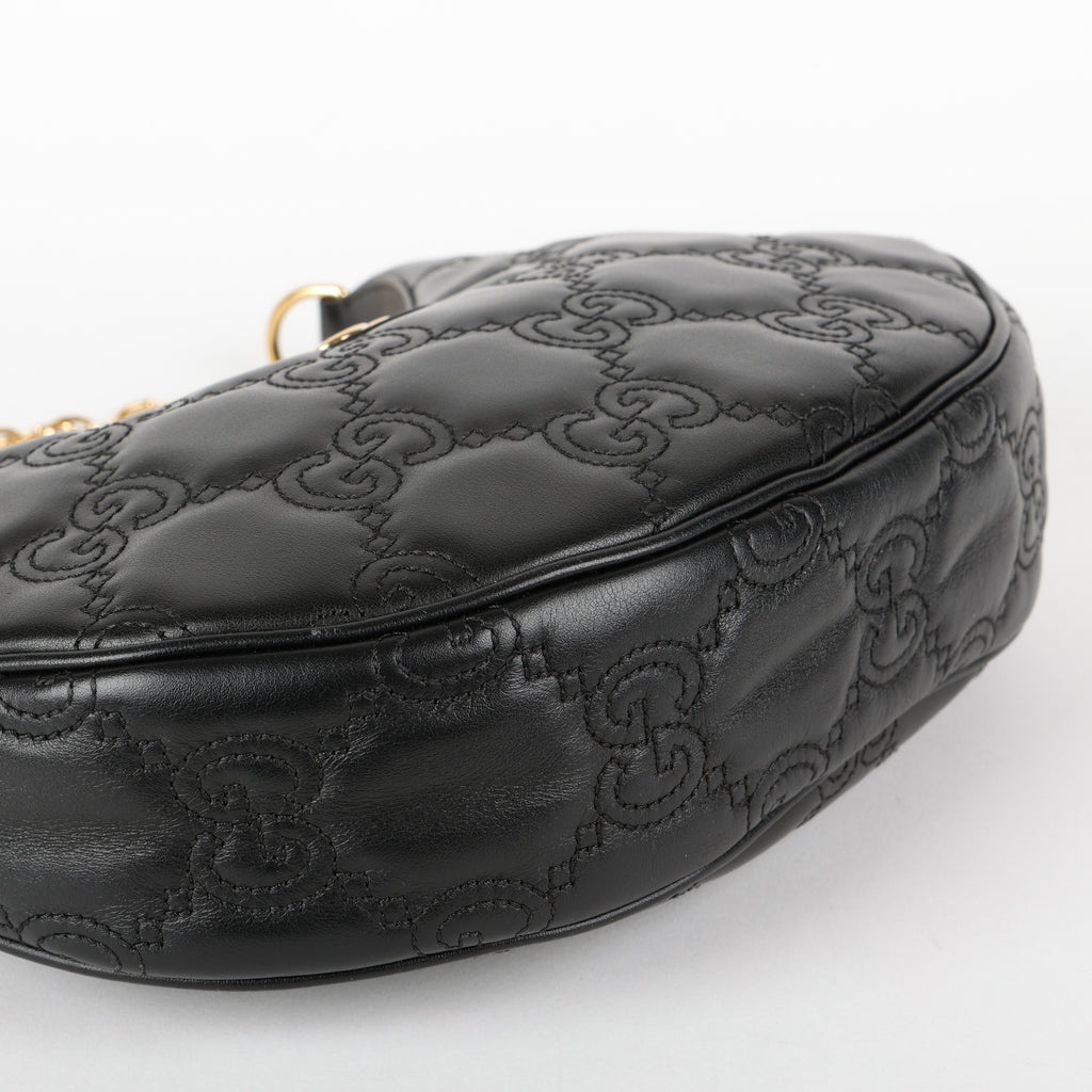 Small Matelasse Hobo Shoulder Bag, Black