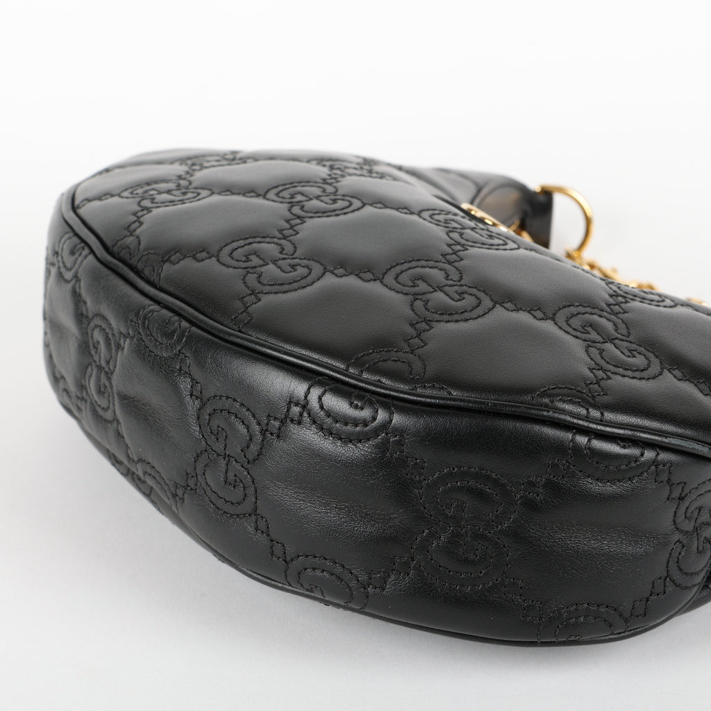 Small Matelasse Hobo Shoulder Bag, Black