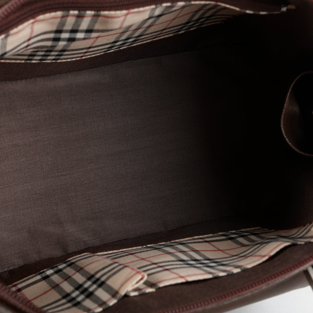 Front Pocket Bowler Bag, Dark Brown Saffiano