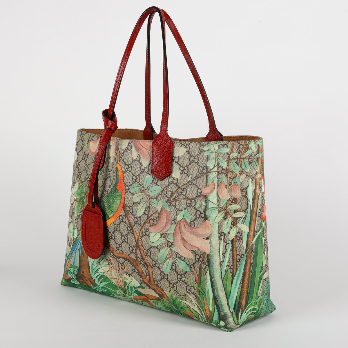 Medium Tian Shopping Tote, Tropic Coated Canvas