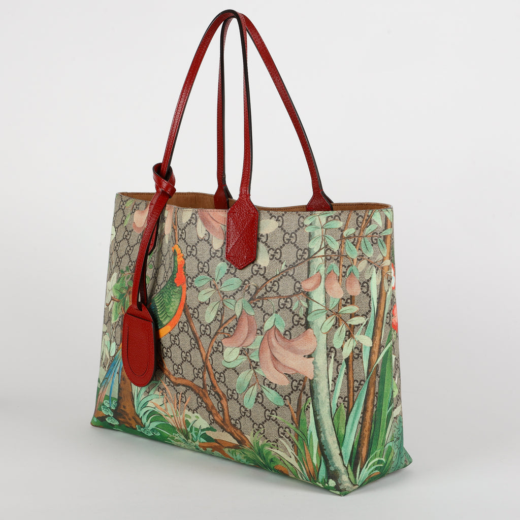 Medium Tian Shopping Tote, Tropic Coated Canvas