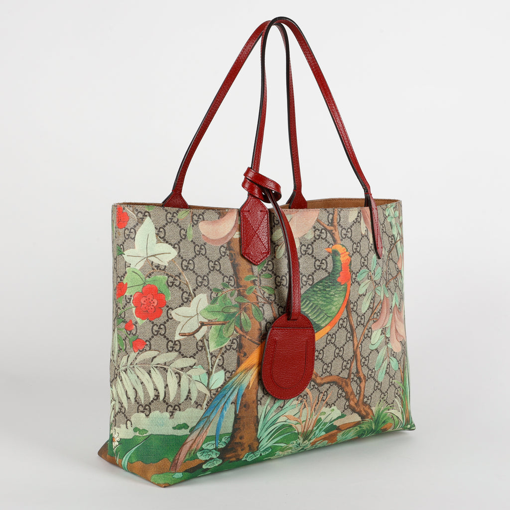 Medium Tian Shopping Tote, Tropic Coated Canvas