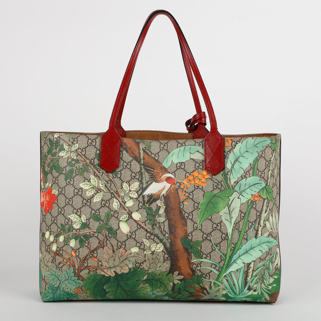 Medium Tian Shopping Tote, Tropic Coated Canvas
