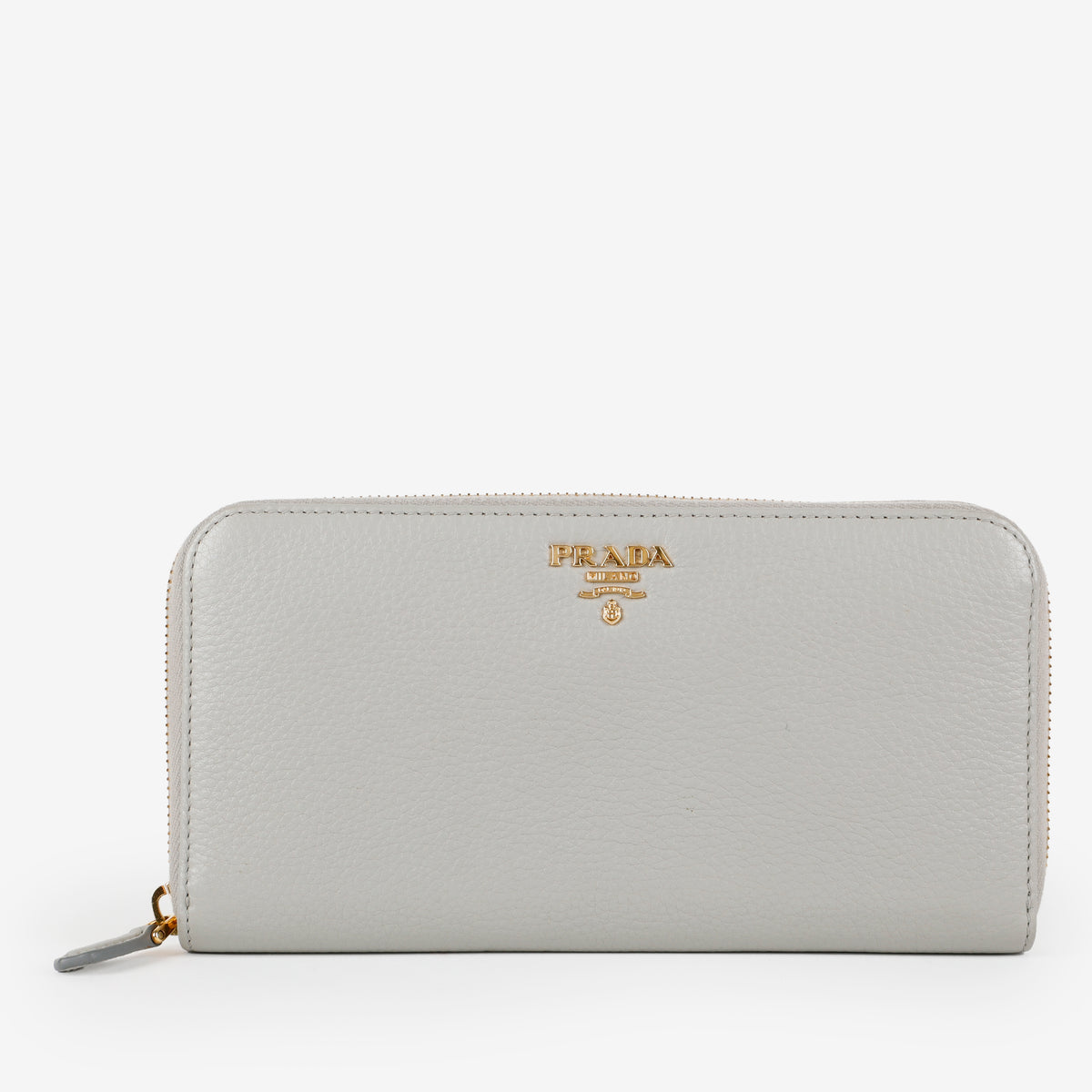 Zip Around Wallet, Grey Grained Calfskin