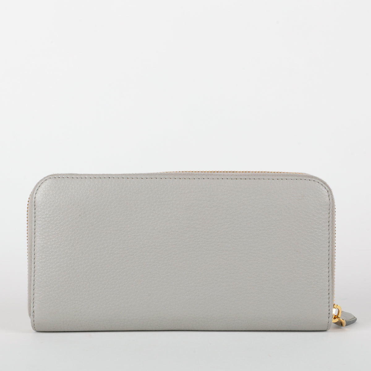 Zip Around Wallet, Grey Grained Calfskin
