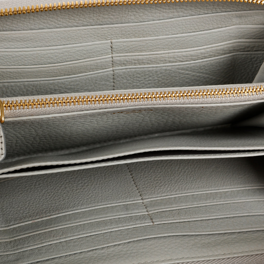 Zip Around Wallet, Grey Grained Calfskin