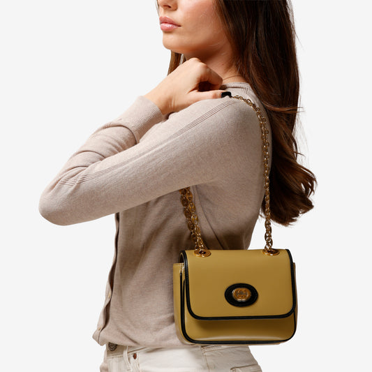Small Marina Chain Shoulder Bag, Tan Calfskin