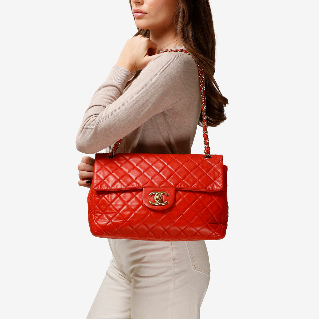 Jumbo Single Flap, Coral Lambskin