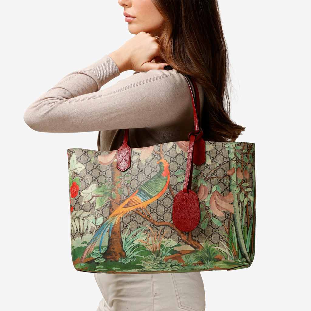 Medium Tian Shopping Tote, Tropic Coated Canvas