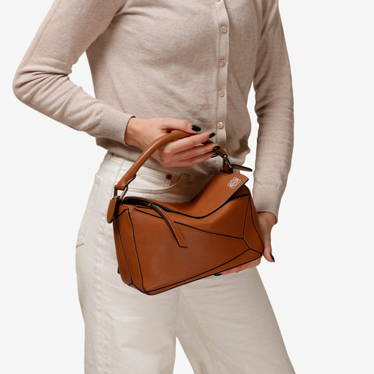 Medium Puzzle, Tan Calfskin