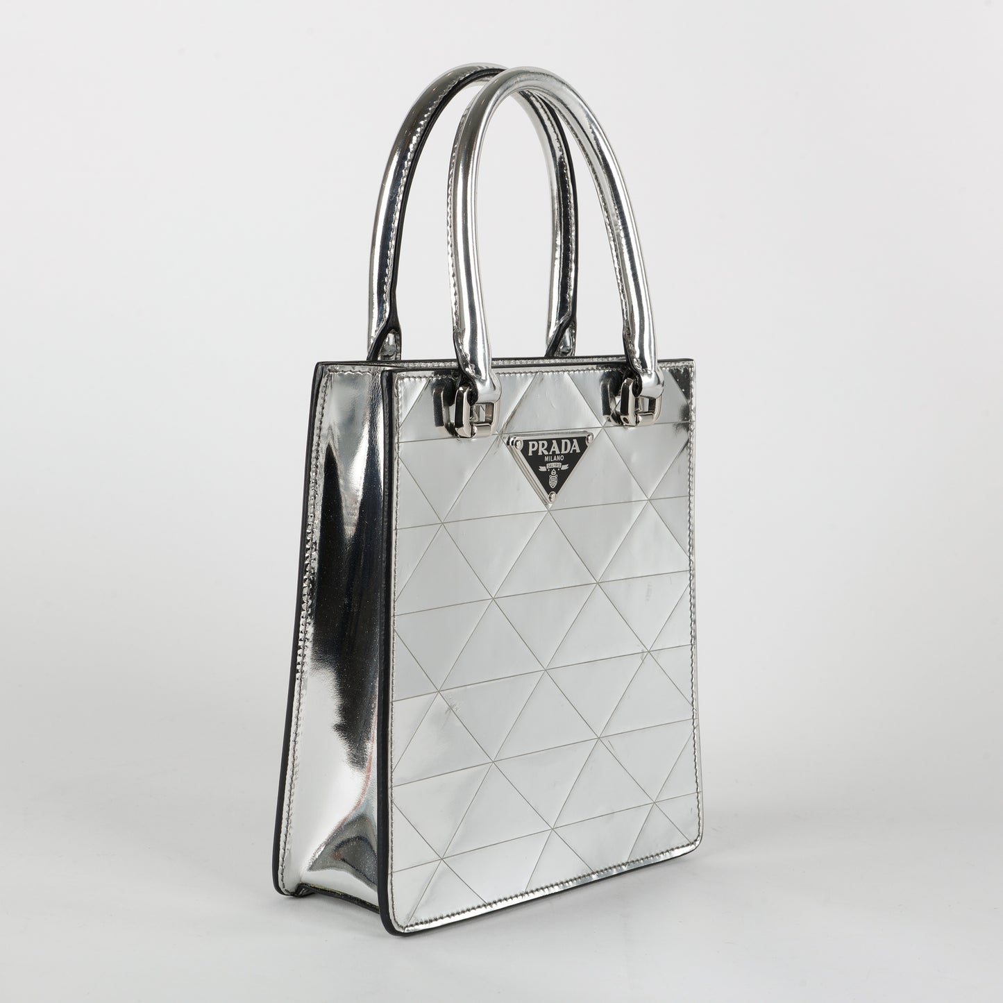 Silver Triangle Spazzolato Mini Tote