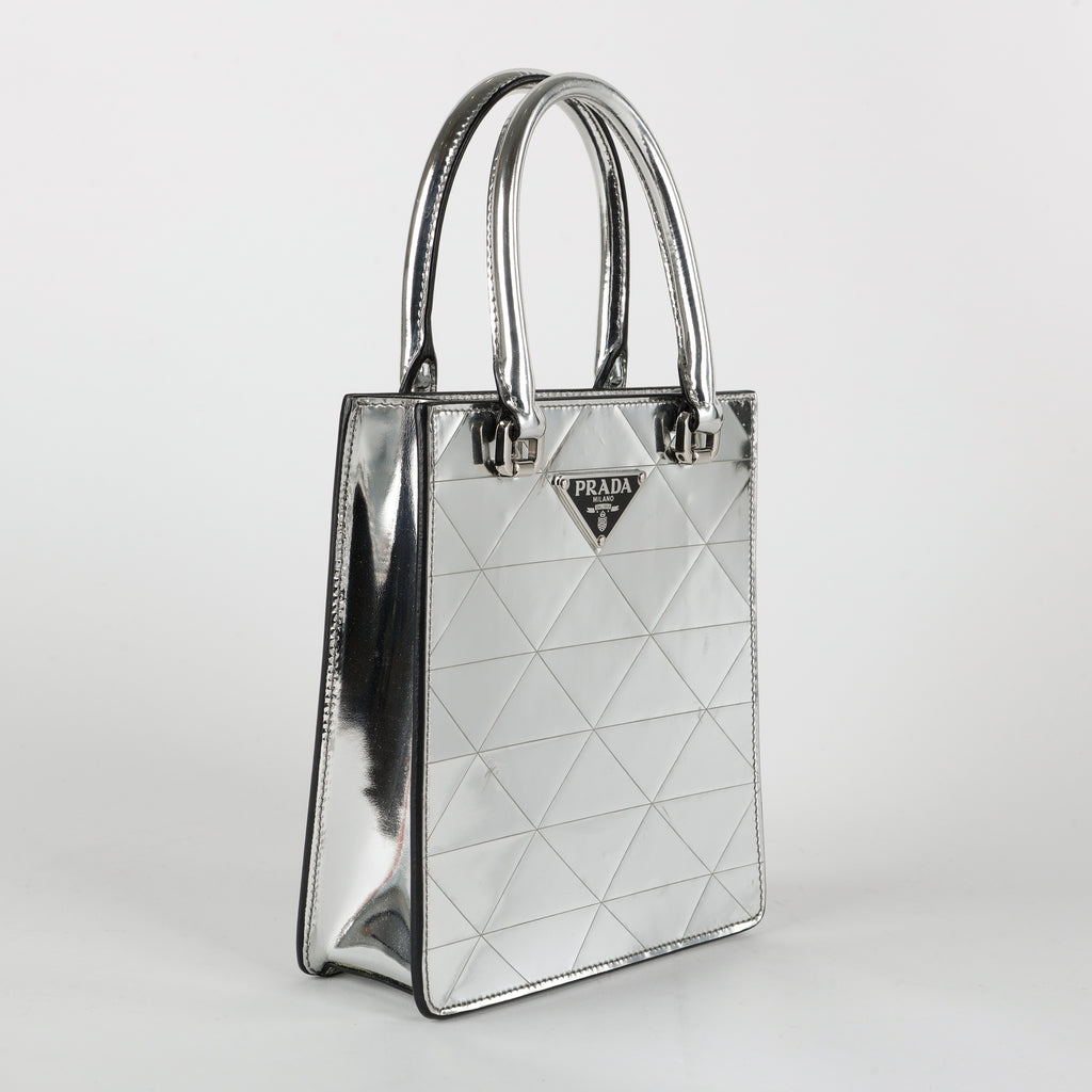 Silver Triangle Spazzolato Mini Tote