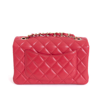 Mini Rectangular Flap, Raspberry Red Lambskin 6877