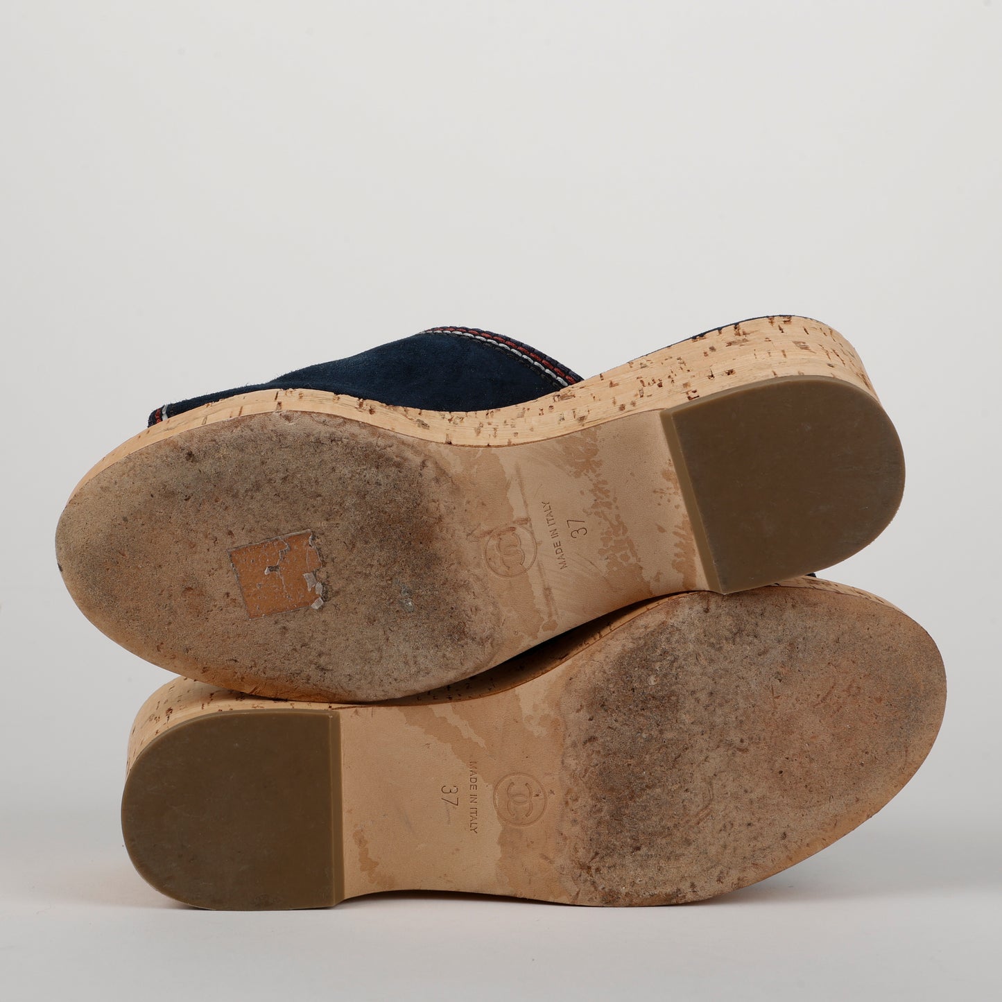 Cork Platform Wedges Suede, Navy