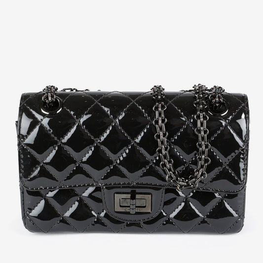 So Black Patent Mini Reissue Flap Bag