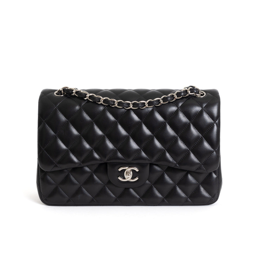 Jumbo Double Flap, Black Lambskin SHW 7863