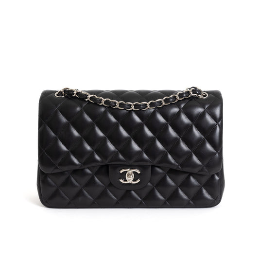 Jumbo Double Flap, Black Lambskin SHW 7863