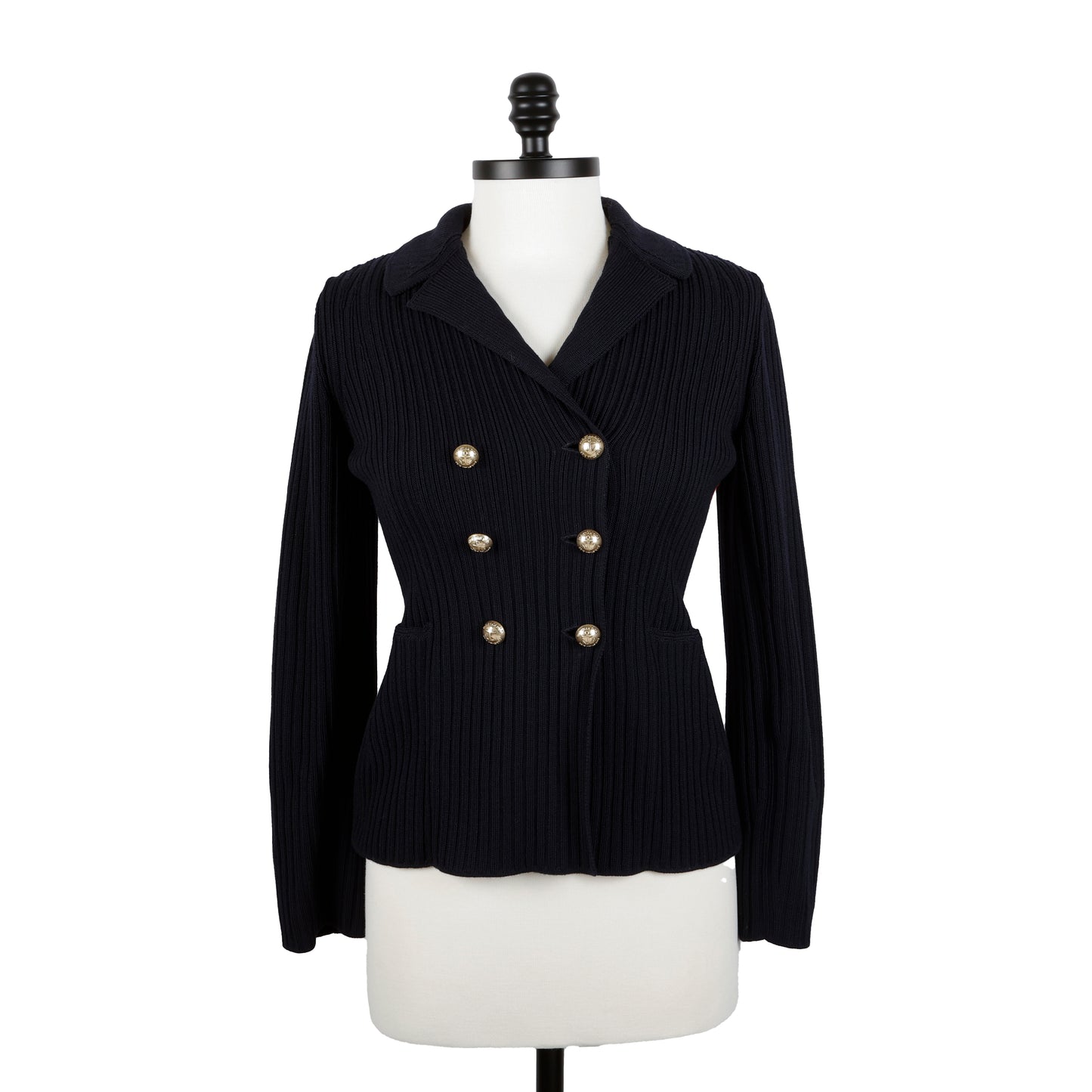Navy Blue Red Wool Double Breasted Jacket