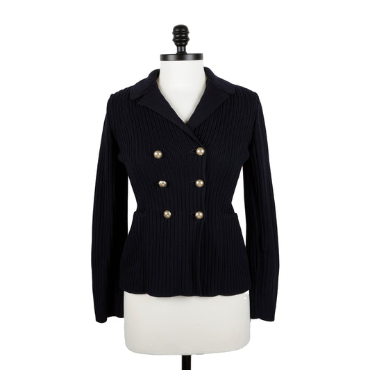 Navy Blue Red Wool Double Breasted Jacket