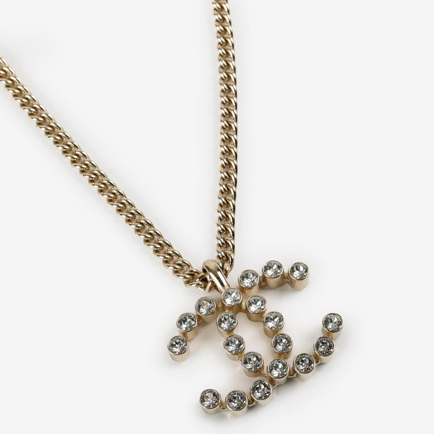 Large Crystal CC Logo Pendant Necklace 11927