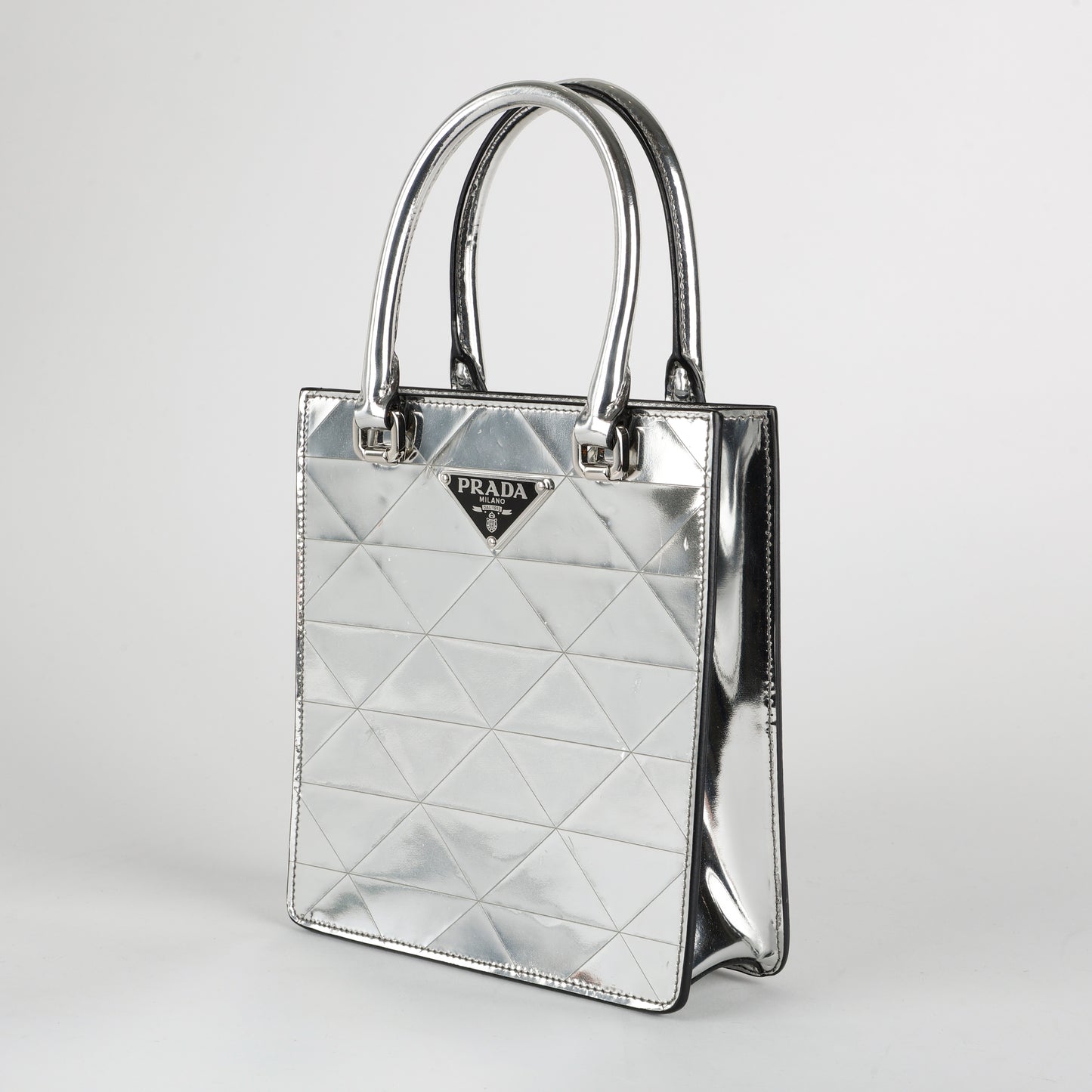 Silver Triangle Spazzolato Mini Tote