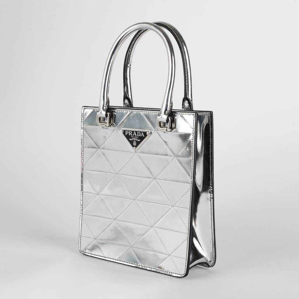 Silver Triangle Spazzolato Mini Tote
