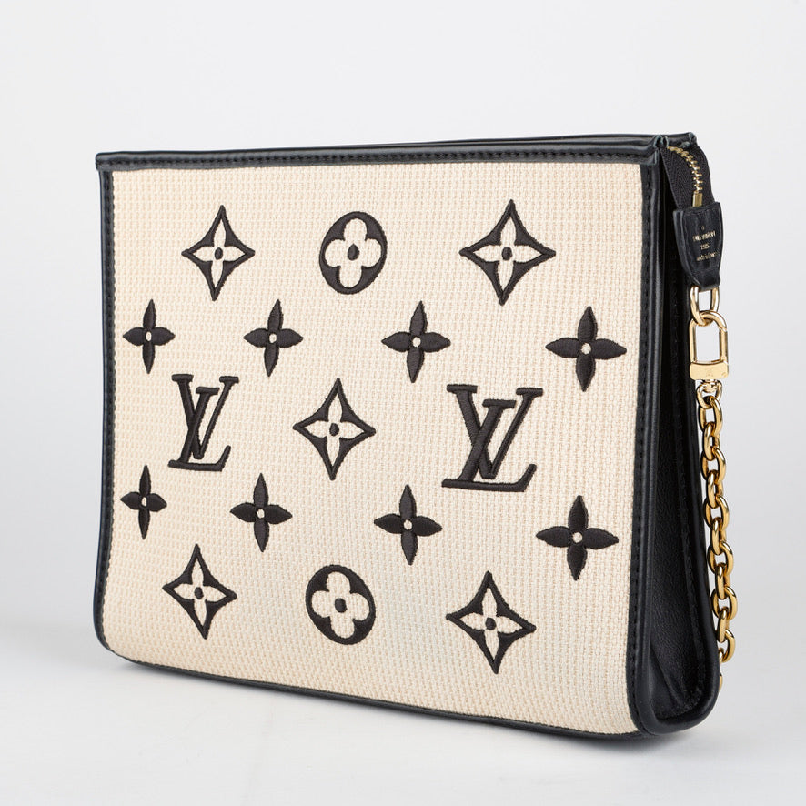 Toiletry Pouch on Chain Raffia Black 11996