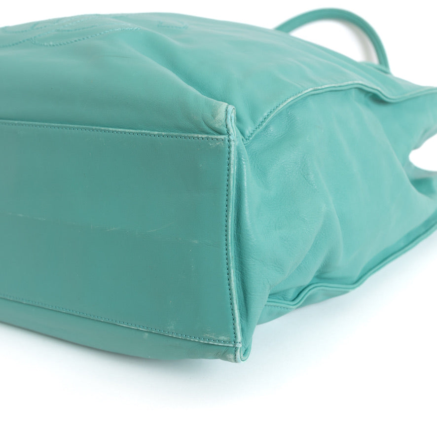 CC Calfskin Tote, Turquoise