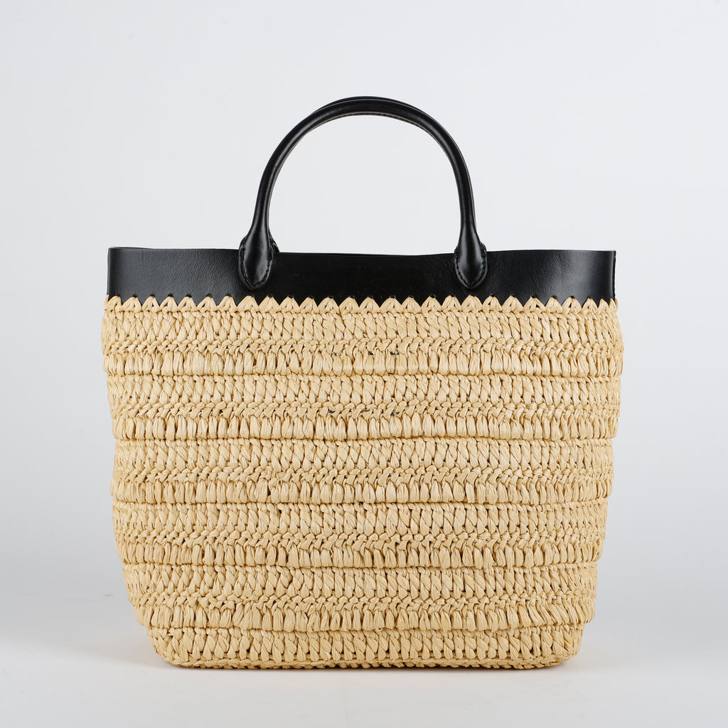 Small Crochet Leather Tote