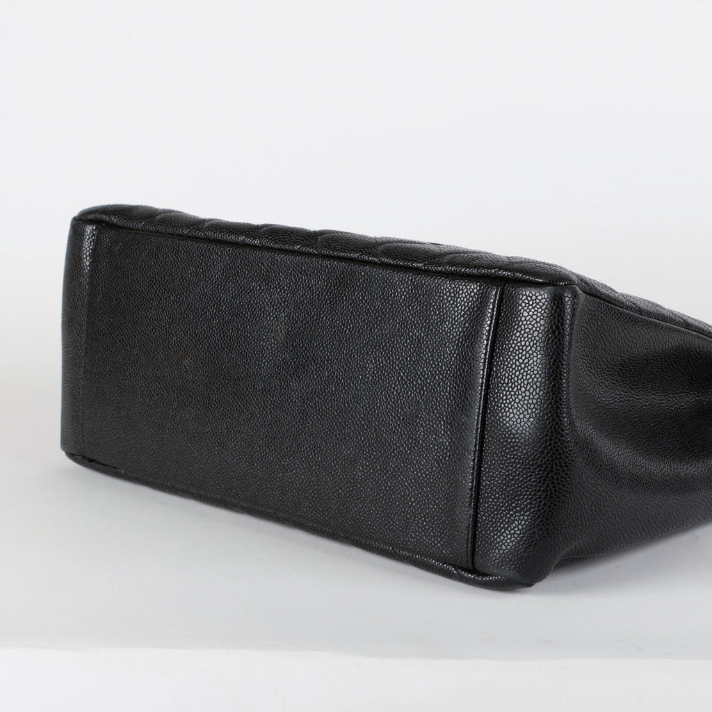 Grand Shopping Tote, Black Caviar Gold Hardware