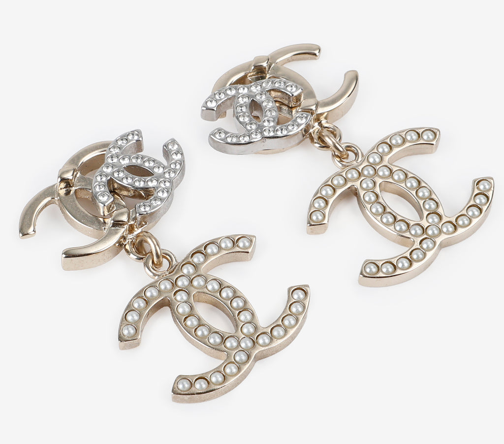 Triple C Silver Drop Earrings