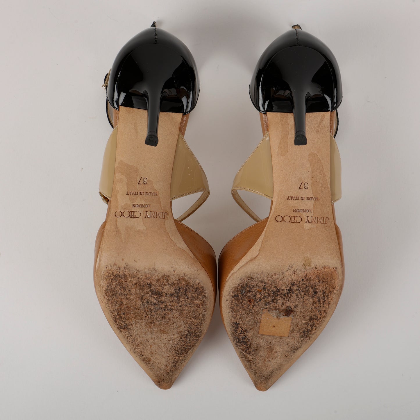 Tricolor Pumps, Beige/Black/Tan (37)
