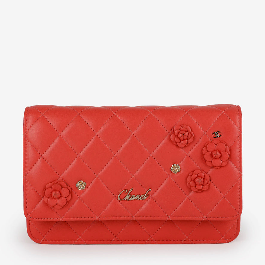 Coral Pink Lambskin Wallet on Chain