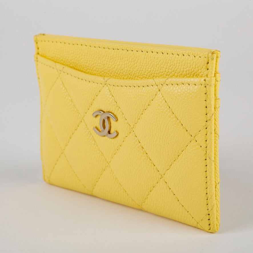 Classic Card Holder, Yellow Caviar
