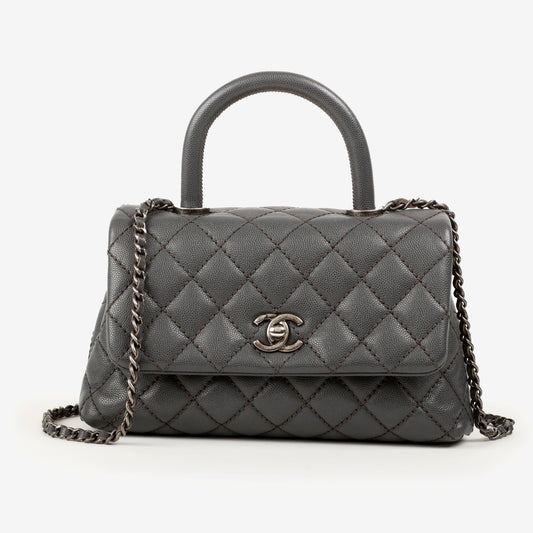 Mini Coco Top Handle Bag Grey Caviar