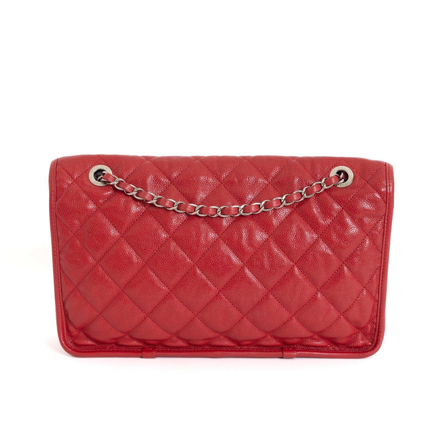 Medium Riviera Flap Bag Calfskin Caviar, Red 7584