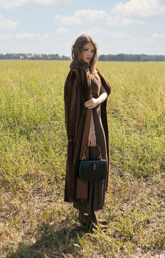 Bamboo Top Handle Bag Black 3020