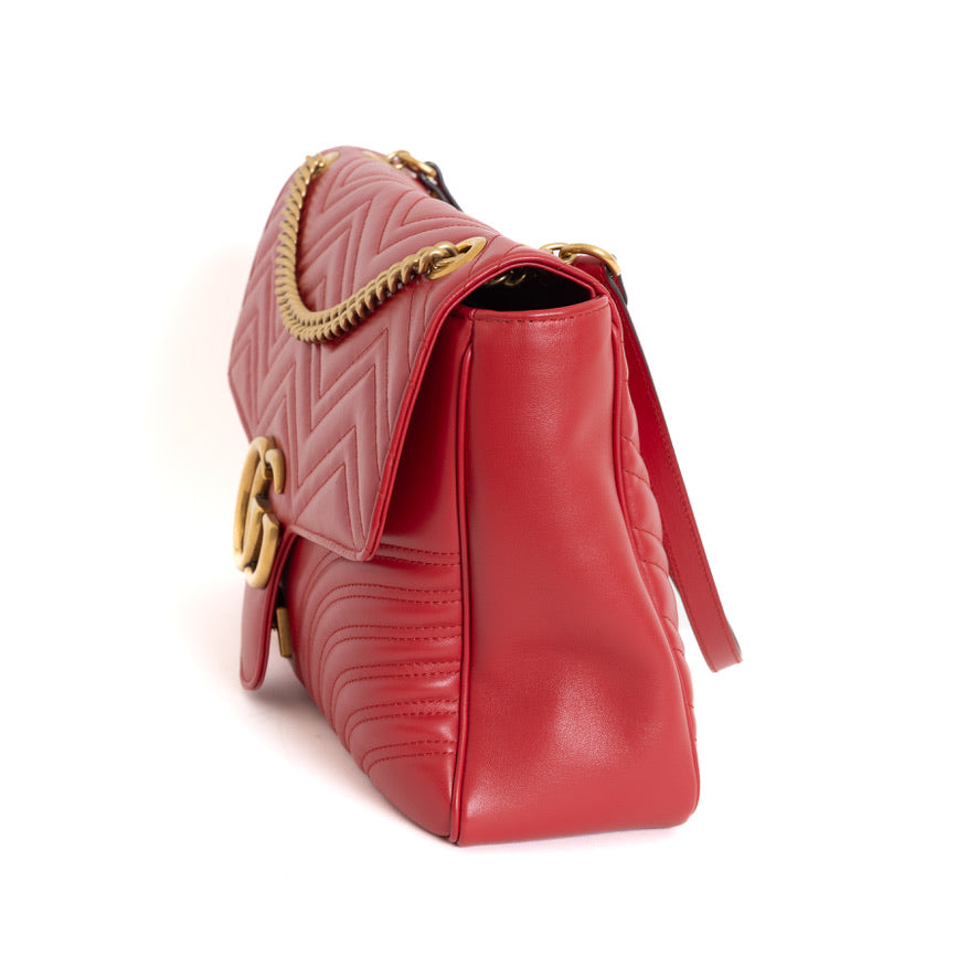 Large Marmont Flap Bag, Red 7625