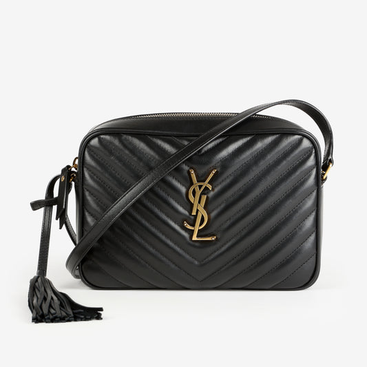 Lou Camera Bag, Black Calfskin