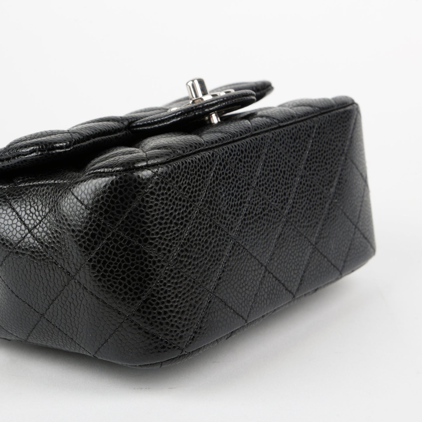 Mini Square Flap, Black Caviar SHW