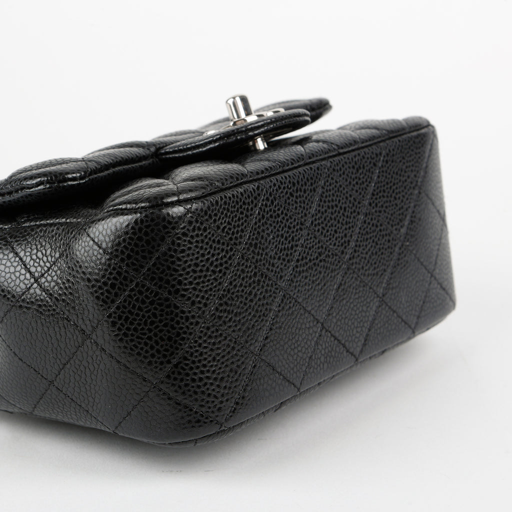 Mini Square Flap, Black Caviar SHW