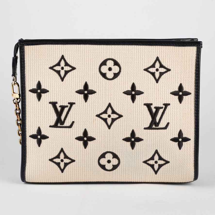 Toiletry Pouch on Chain Raffia Black 11996