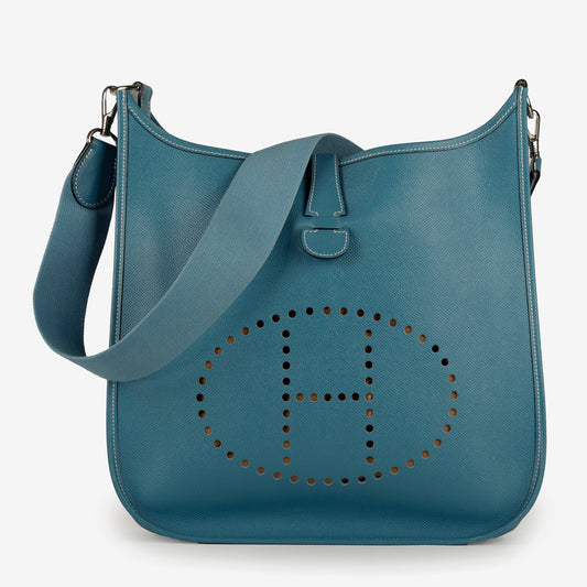Evelyne PM I, Blue Jean Epsom Palladium Hardware